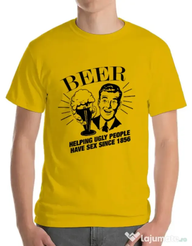 Tricou ADLER barbat Helping beer Galben