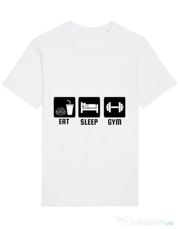Tricou STANLEY STELLA barbat Eat sleep gym Alb