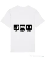 Tricou STANLEY STELLA barbat Eat sleep gym Alb