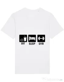 Tricou STANLEY STELLA barbat Eat sleep gym Alb