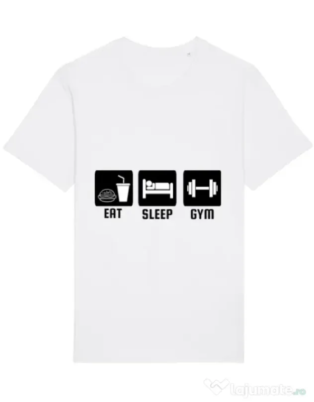 Tricou STANLEY STELLA barbat Eat sleep gym Alb