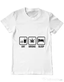 Tricou ADLER barbat Eat smoke sleep Alb