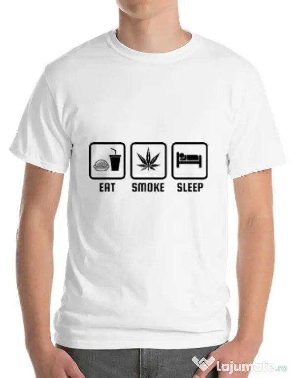 Tricou ADLER barbat Eat smoke sleep Alb