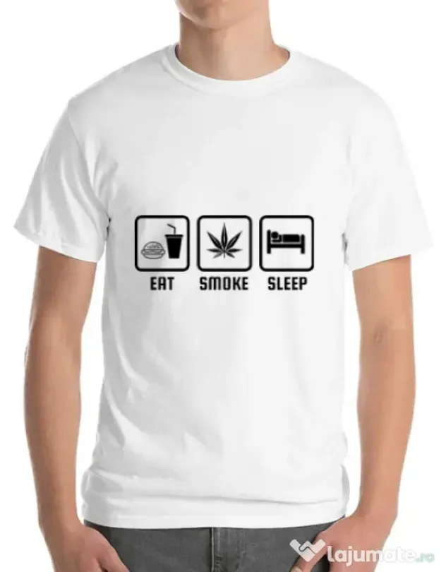 Tricou ADLER barbat Eat smoke sleep Alb