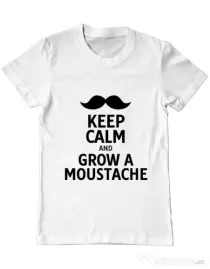 Tricou ADLER barbat Grow a moustache Alb