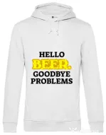 Hoodie barbat cu gluga Hello beer Alb