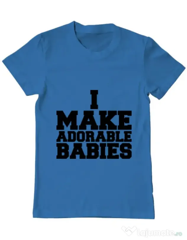 Tricou ADLER barbat I make adorable babies Albastru azuriu