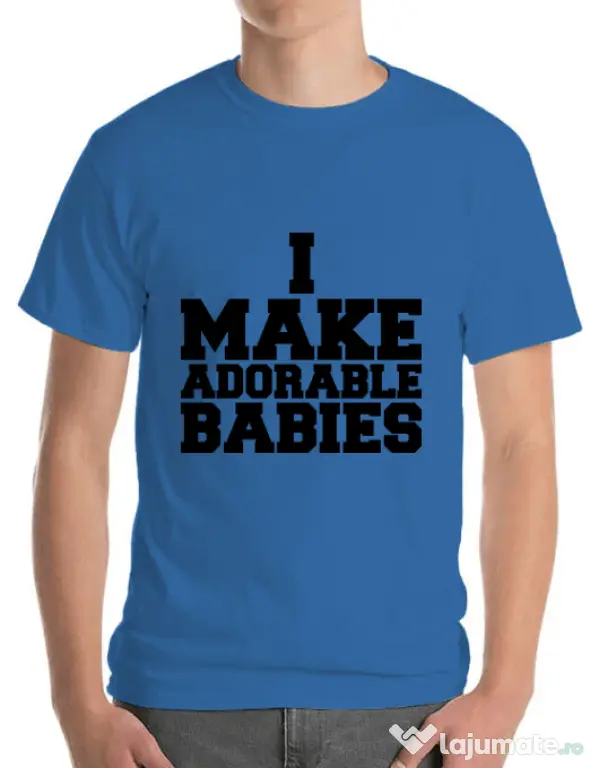 Tricou ADLER barbat I make adorable babies Albastru azuriu