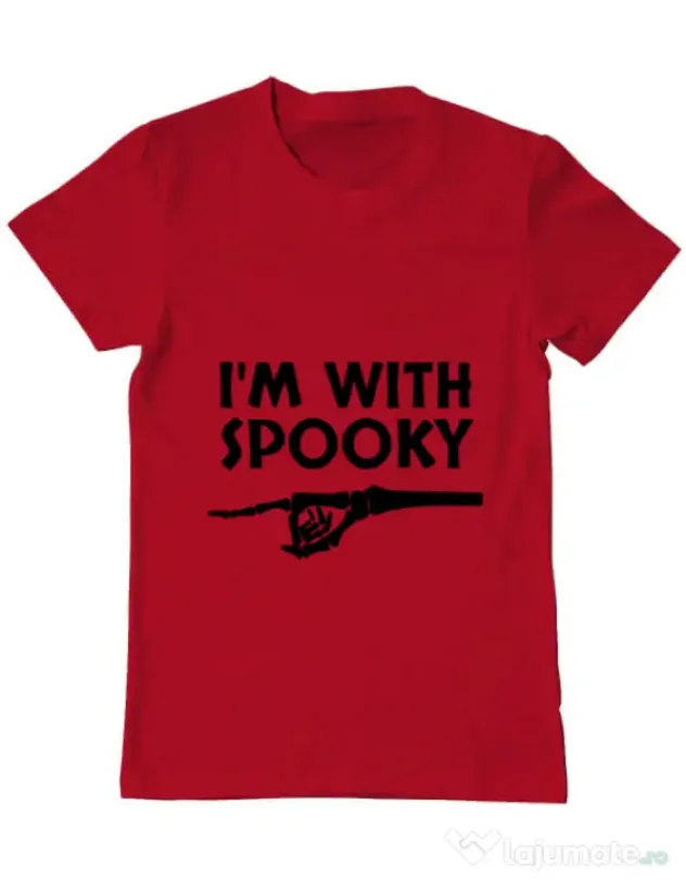 Tricou ADLER barbat I'm with spooky Rosu