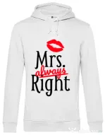 Hoodie barbat cu gluga Mrs always right Alb