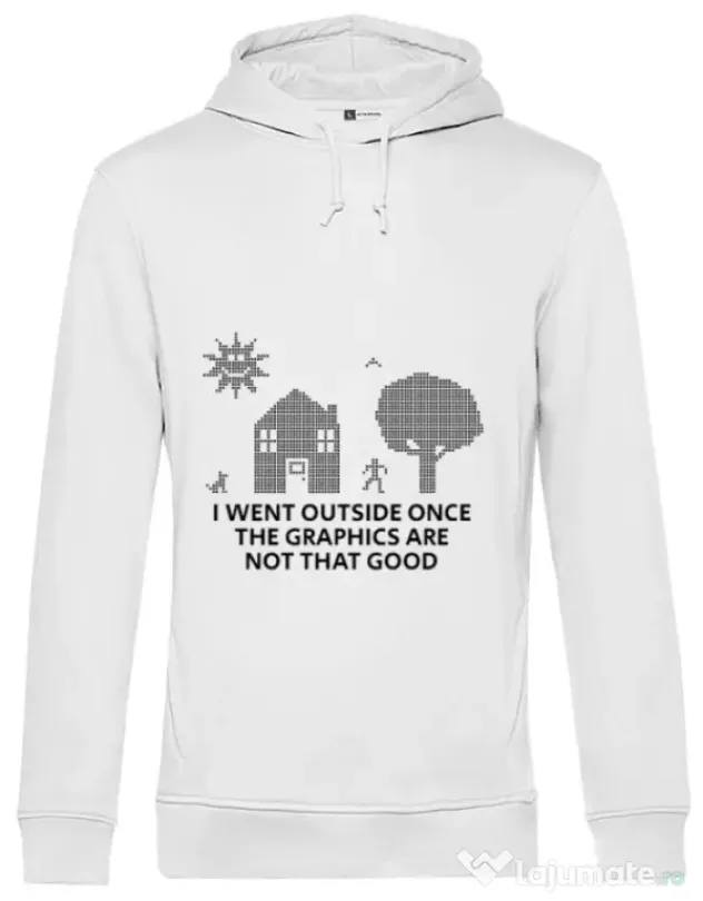 Hoodie barbat cu gluga Reality graphics Alb