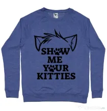 Bluza ADLER barbat Show me your kitties Albastru melanj