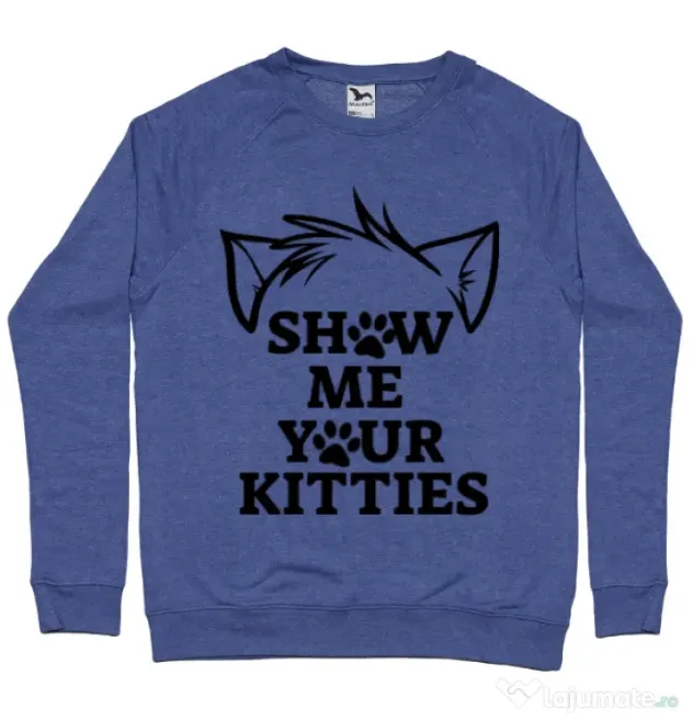 Bluza ADLER barbat Show me your kitties Albastru melanj