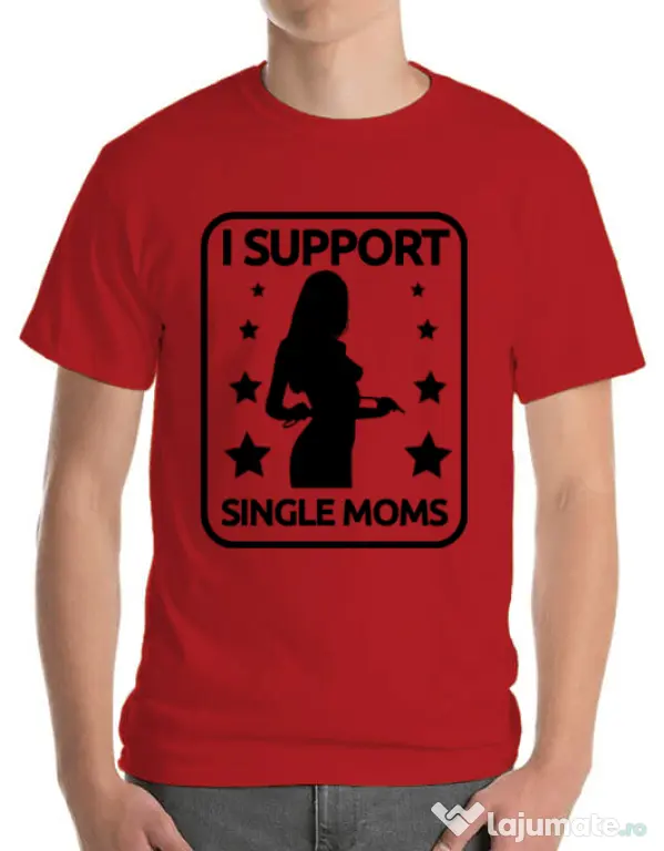 Tricou ADLER barbat I support single moms Rosu