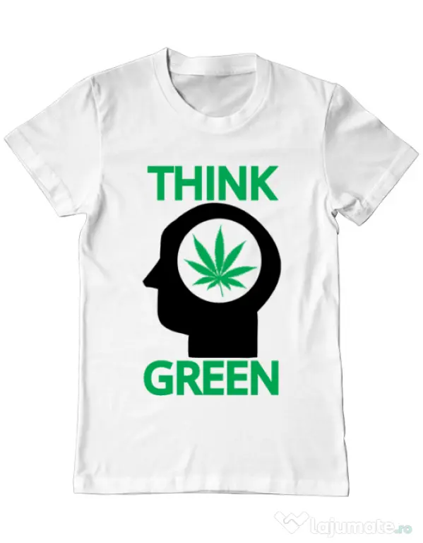 Tricou ADLER barbat Think green Alb