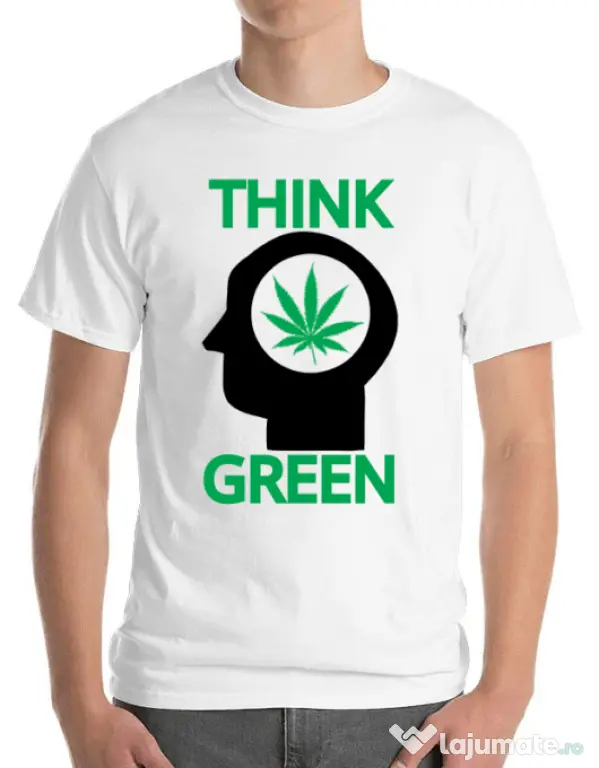 Tricou ADLER barbat Think green Alb