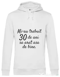 Hoodie barbat cu gluga 30 de ani Alb