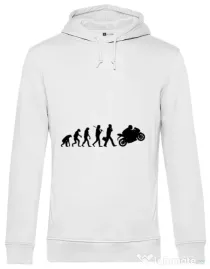 Hoodie barbat cu gluga Evolution - motorcycle Alb
