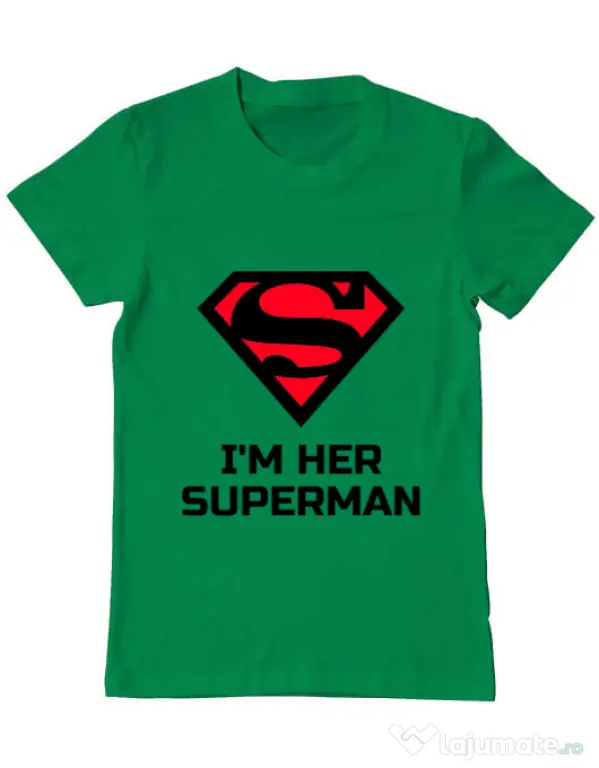 Tricou ADLER barbat I'm her Superman Verde mediu