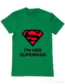Tricou ADLER barbat I'm her Superman Verde mediu