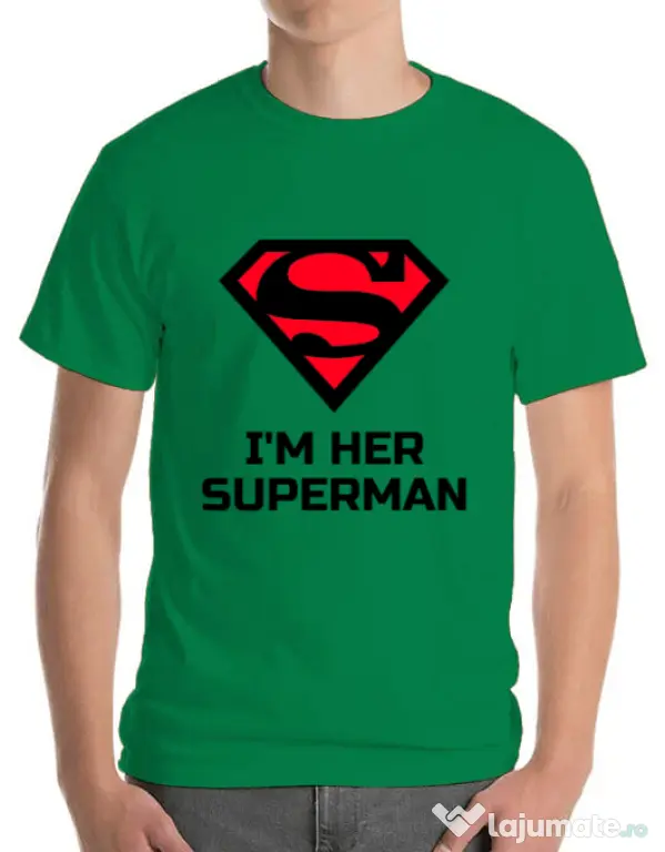 Tricou ADLER barbat I'm her Superman Verde mediu