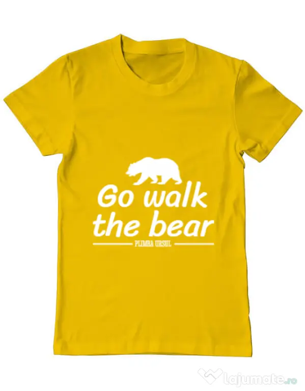 Tricou ADLER barbat Go walk the bear Galben