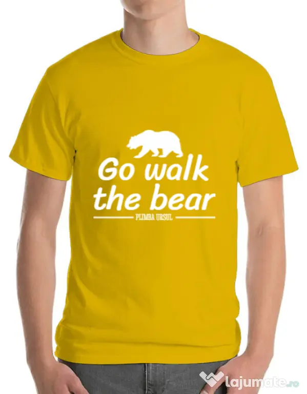 Tricou ADLER barbat Go walk the bear Galben