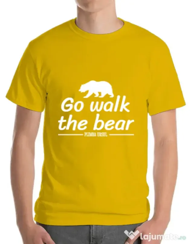 Tricou ADLER barbat Go walk the bear Galben