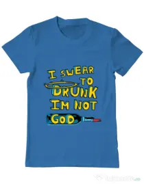 Tricou ADLER barbat I swear to drunk Albastru azuriu