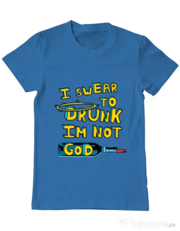 Tricou ADLER barbat I swear to drunk Albastru azuriu