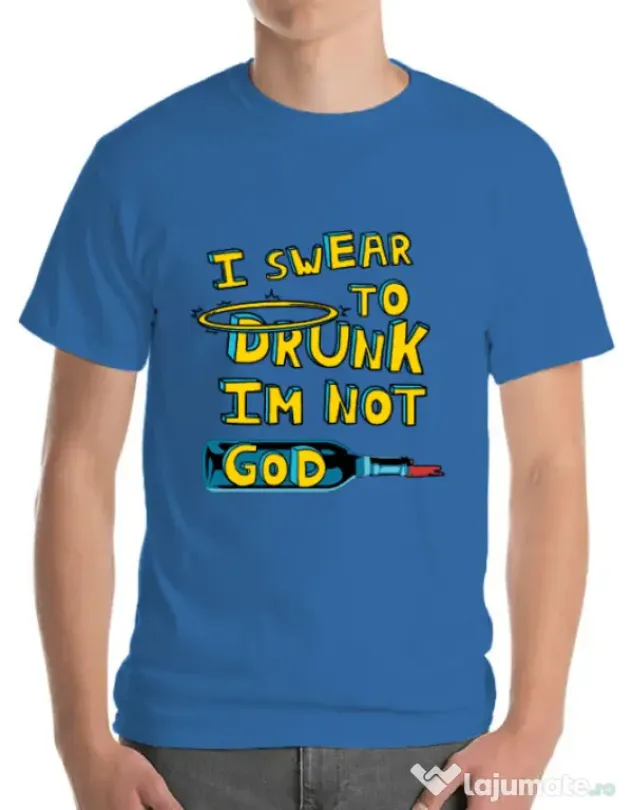 Tricou ADLER barbat I swear to drunk Albastru azuriu