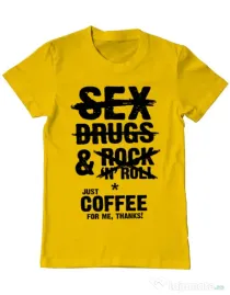Tricou ADLER barbat Just coffee for me Galben