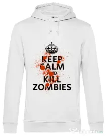 Hoodie barbat cu gluga Kill zombies Alb