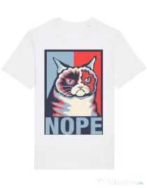 Tricou STANLEY STELLA barbat Grumpy cat Nope Alb
