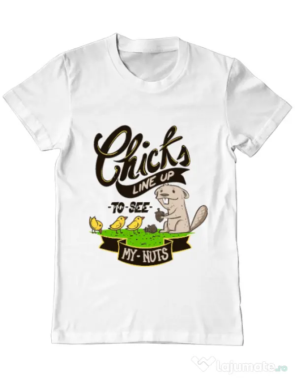 Tricou ADLER barbat See my nuts Alb