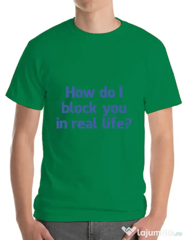 Tricou ADLER barbat How do I block you Verde mediu