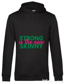 Hoodie barbat cu gluga Strong is the new skinny Negru