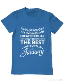 Tricou ADLER barbat The best women are born in January Albastru azuriu