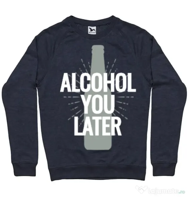 Bluza ADLER barbat Alcohol you later Denim inchis