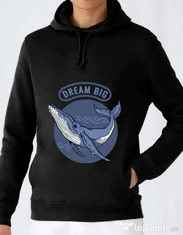 Hoodie barbat cu gluga Dream big Negru