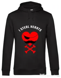 Hoodie barbat cu gluga I steal hearts Negru