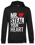 Hoodie barbat cu gluga Mr. steal your heart Negru