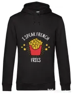 Hoodie barbat cu gluga I speak french Negru