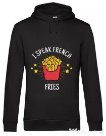 Hoodie barbat cu gluga I speak french Negru