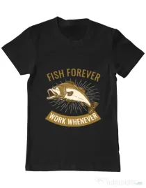 Tricou ADLER barbat Fish forever Negru