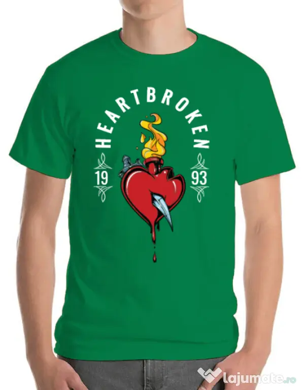 Tricou ADLER barbat Heartbroken Verde mediu
