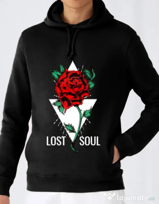 Hoodie barbat cu gluga Lost soul Negru