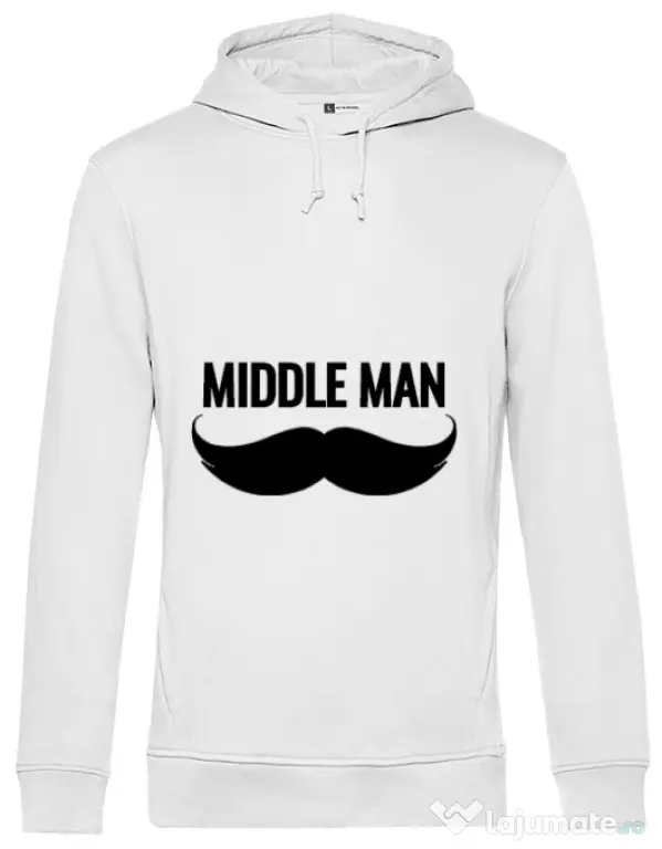 Hoodie barbat cu gluga Middle man Alb