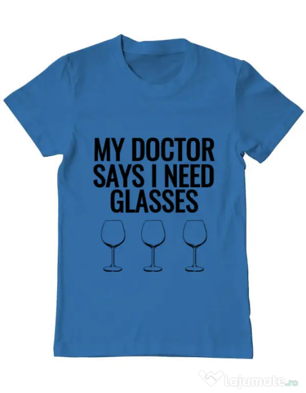 Tricou ADLER barbat I need glasses Albastru azuriu