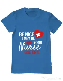 Tricou ADLER barbat I may be your nurse Albastru azuriu
